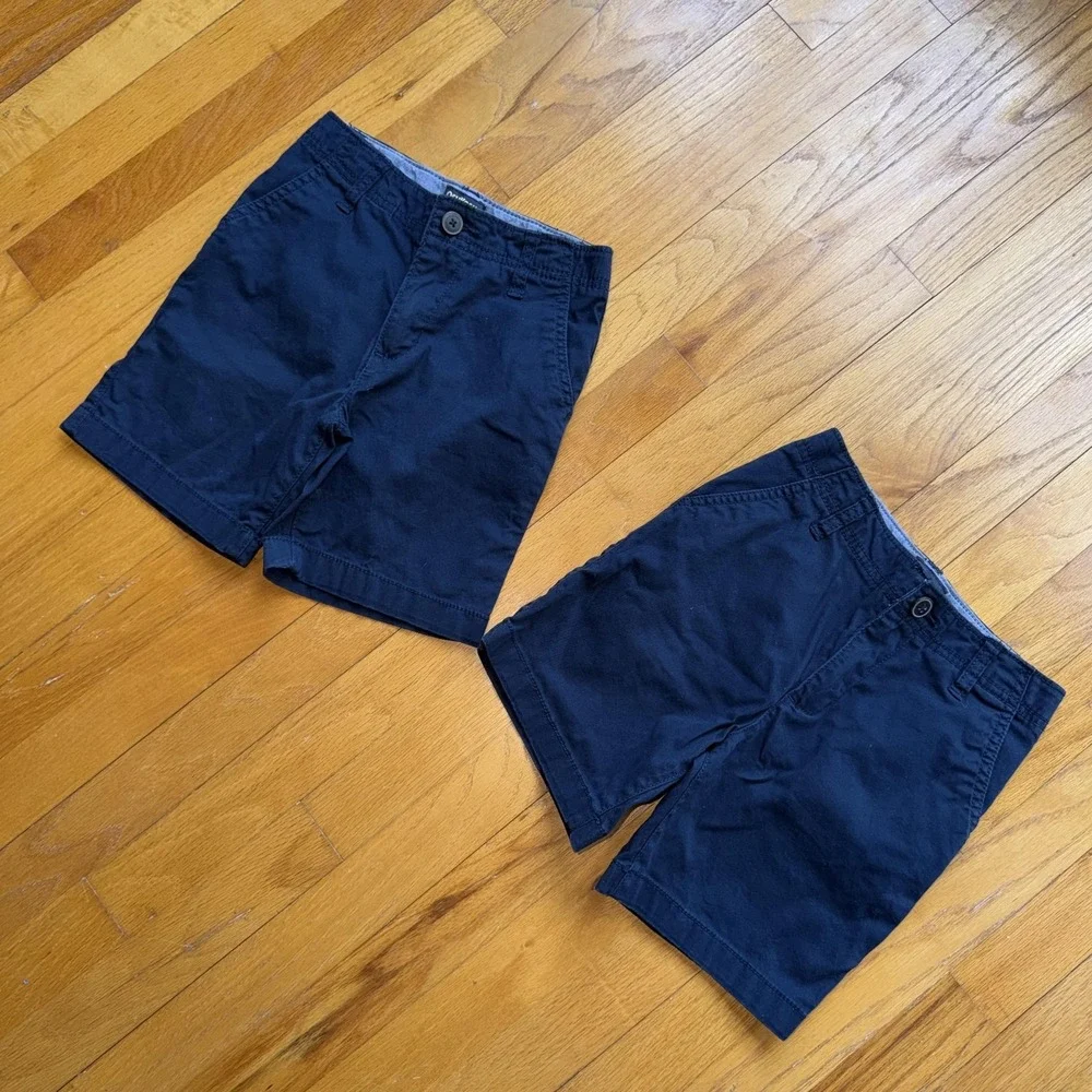 Set Of 2 OshKosh Shorts Boys 6 Navy Blue‎ Chino Twill Adjustable Uniform School